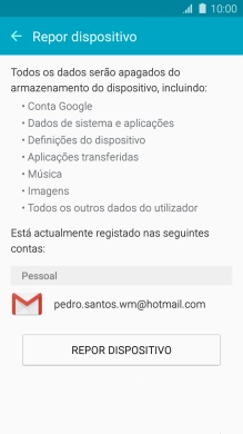 Prima REPOR DISPOSITIVO.