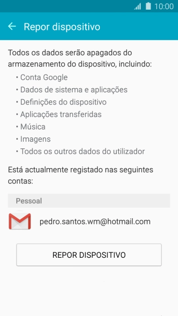 Prima REPOR DISPOSITIVO.