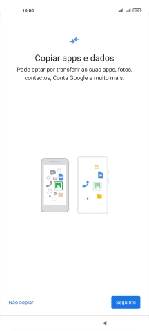 É possível transferir conteúdo de outro telefone quando o telefone for ativado antes da primeira utilização e quando o telefone tiver sido reiniciado. Quando esta imagem for mostrada no ecrã, o telefone está pronto para transferir conteúdo de outro telefone.