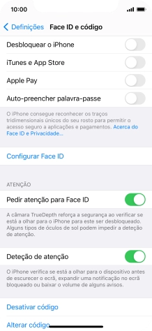 Prima Desativar código, e introduza o código de bloqueio.