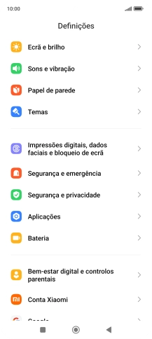 Prima Impressões digitais, dados faciais e bloqueio de ecrã.