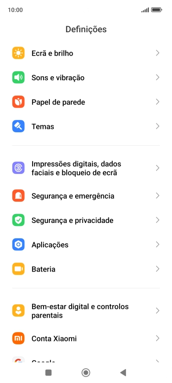 Prima Impressões digitais, dados faciais e bloqueio de ecrã.
