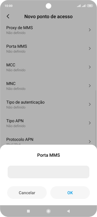 Introduza 80 e prima OK.