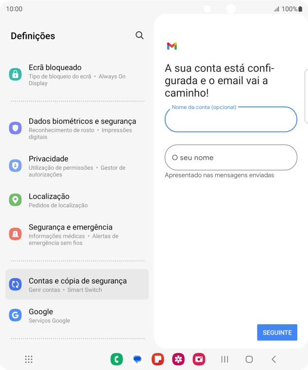 Prima O seu nome e introduza o nome do remetente pretendido.