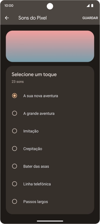 Prima os tons de toque pretendidos para os ouvir.