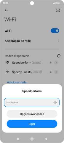 Introduza a password da rede Wi-Fi e prima Ligar.