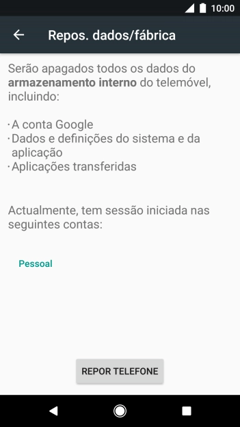 Prima REPOR TELEFONE.
