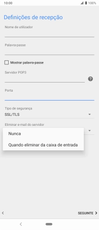 Prima Nunca para manter os e-mails no servidor quando estes são apagados no telefone.