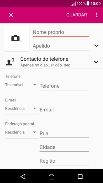 Prima Nome próprio e introduza o nome próprio.