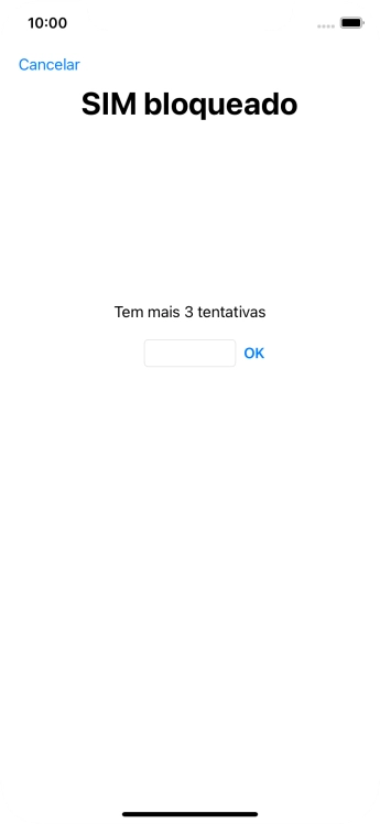 Se o cartão SIM estiver bloqueado, deve introduzir o código PIN e premir OK.