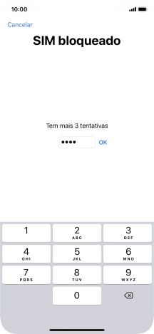 Se o cartão SIM estiver bloqueado, deve introduzir o código PIN e premir OK.