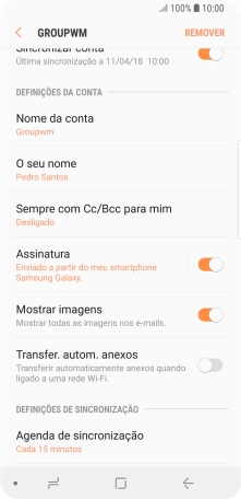 Prima Agenda de sincronização.