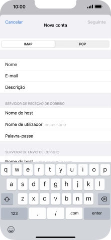 Prima Nome de utilizador e introduza o nome de utilizador da sua conta de e-mail.