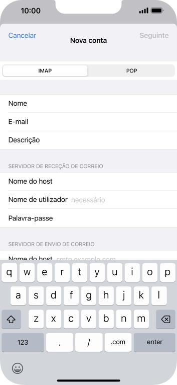 Prima Nome de utilizador e introduza o nome de utilizador da sua conta de e-mail.