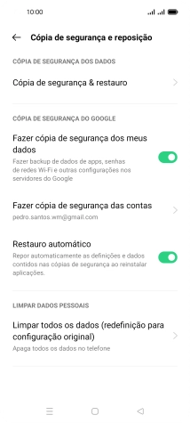 Prima Limpar todos os dados (redefinição para configuração original).