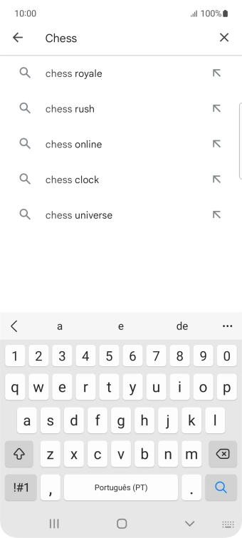 Introduza o nome ou categoria da app pretendida e prima o ícone para pesquisar.