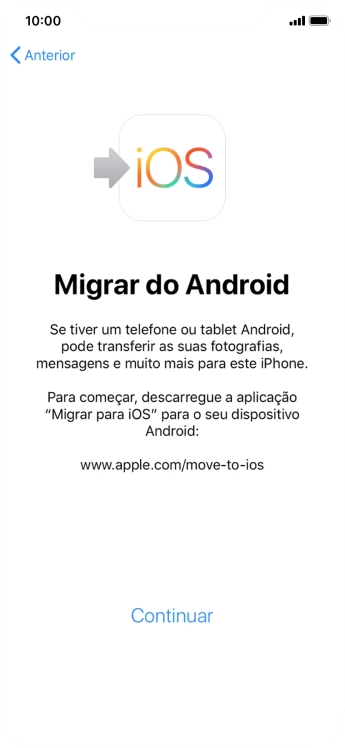 Antes de ser possível transferir conteúdo para o seu telefone, é necessário instalar a app 
