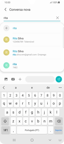 Prima o contacto pretendido.