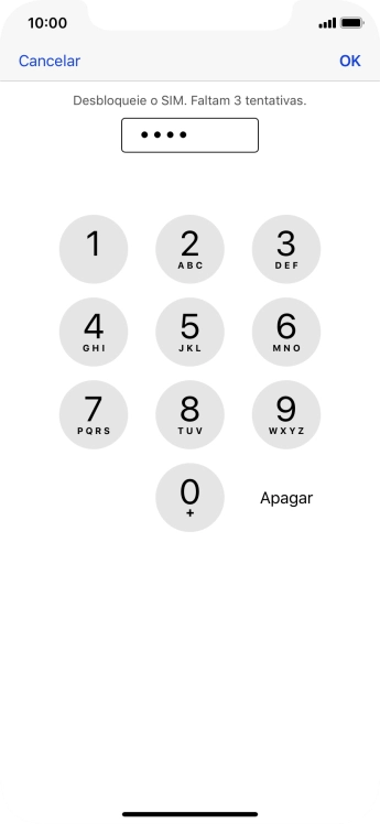 Introduza o seu código PIN e prima OK.