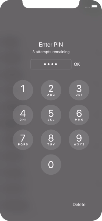 Introduza o seu código PIN e prima OK.
