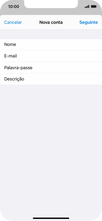 Prima Descrição e introduza o nome pretendido da conta de e-mail.