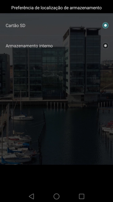 Prima Armazenamento interno para guardar as fotografias na memória do telefone.