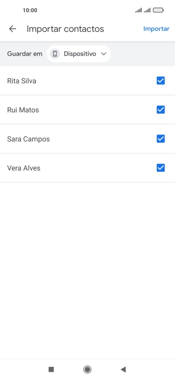 Prima os campos junto dos contactos pretendidos.
