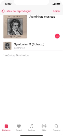 Prima firmemente o ficheiro de música pretendido até aparecer um menu no ecrã.