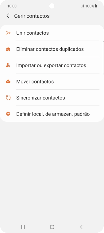 Prima Importar ou exportar contactos.