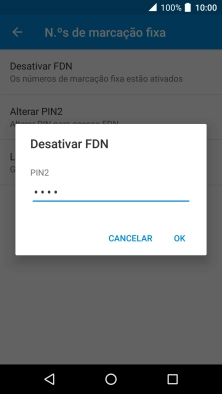 Introduza o código PIN2 e prima OK.