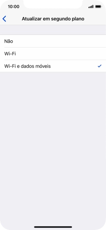 Para desativar a atualização de apps em segundo plano, prima Não.