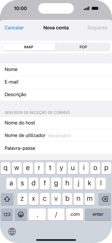 Prima Nome de utilizador e introduza o nome de utilizador da sua conta de e-mail.