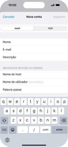 Prima Nome de utilizador e introduza o nome de utilizador da sua conta de e-mail.
