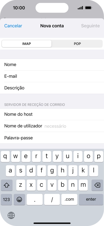 Prima Nome de utilizador e introduza o nome de utilizador da sua conta de e-mail.