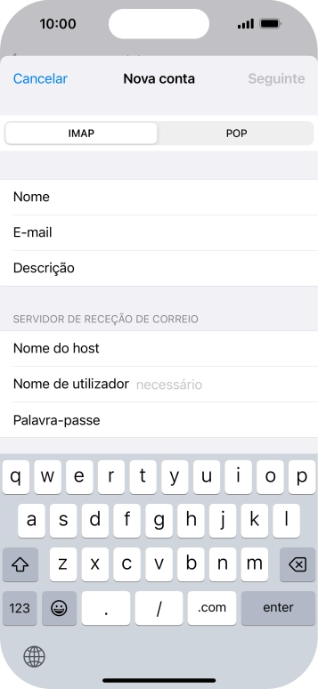 Prima Nome de utilizador e introduza o nome de utilizador da sua conta de e-mail.