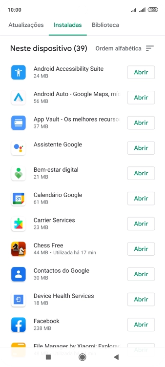 Prima a app pretendida.