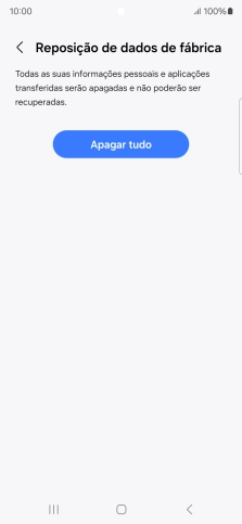 Prima Apagar tudo. Aguarde um momento enquanto o telefone restabelece as definições originais. Siga as indicações no ecrã para configurar o telefone de modo que este fique pronto a ser utilizado.