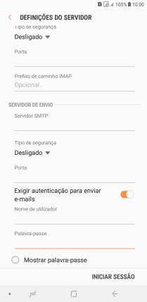 Prima INICIAR SESSÃO.