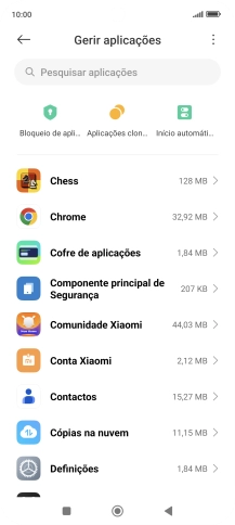 Prima a app pretendida.