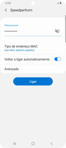 Introduza a password da rede Wi-Fi e prima Ligar.