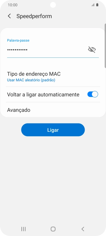Introduza a password da rede Wi-Fi e prima Ligar.