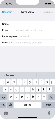 Prima E-mail e introduza o seu endereço de e-mail.