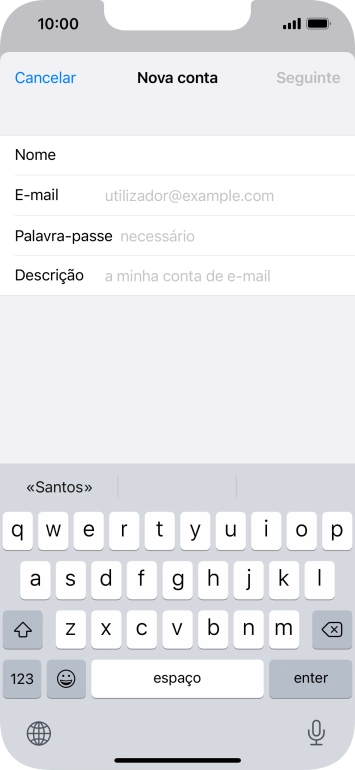 Prima E-mail e introduza o seu endereço de e-mail.
