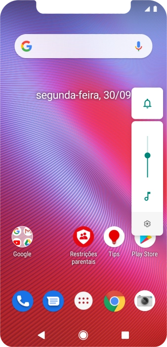 Prima o ícone de perfil as vezes necessárias para ativar ou desativar o perfil silencioso.