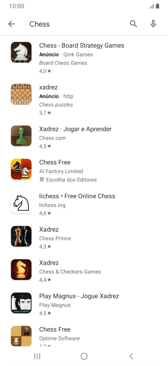 Prima a app pretendida.