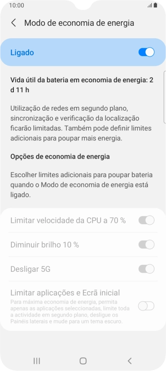 Prima a tecla de início para terminar e voltar ao ecrã inicial.