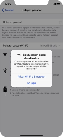 Se o Wi-Fi estiver desativado, prima Ativar Wi-Fi e Bluetooth.
