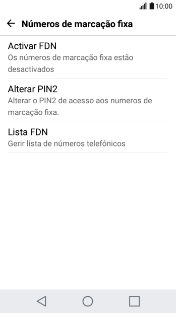 Prima Activar FDN para ativar a marcação permitida.