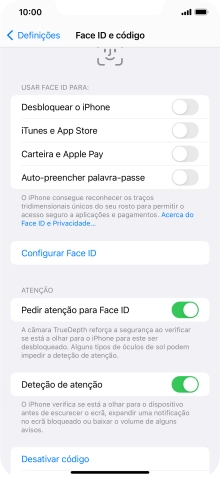 Prima Desativar código, e introduza o código de bloqueio.