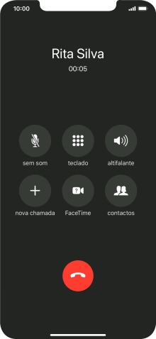Prima o ícone para terminar chamada para terminar a chamada.